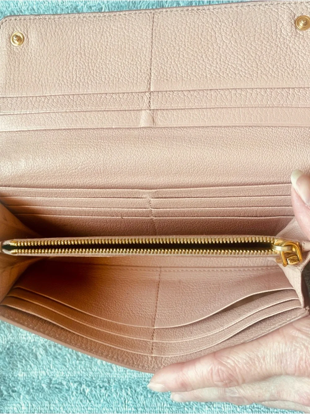 Miu Miu Madras Fiocco Bow Continental Wallet Blush Pink Leather COA -GUC - Picture 5 of 16